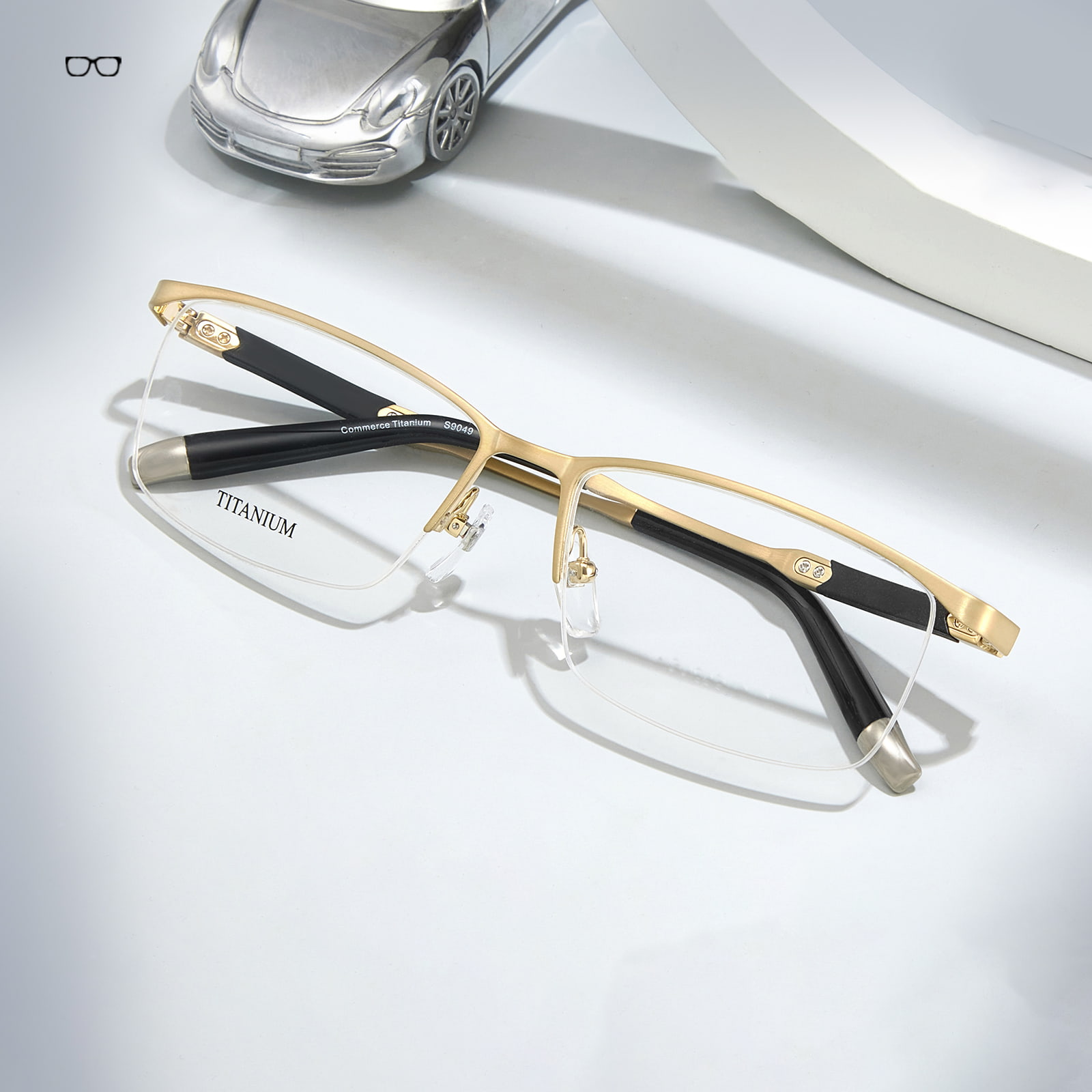 S9049 High-Fin Half-Framme Non Deformable Pure Titanium Vitri