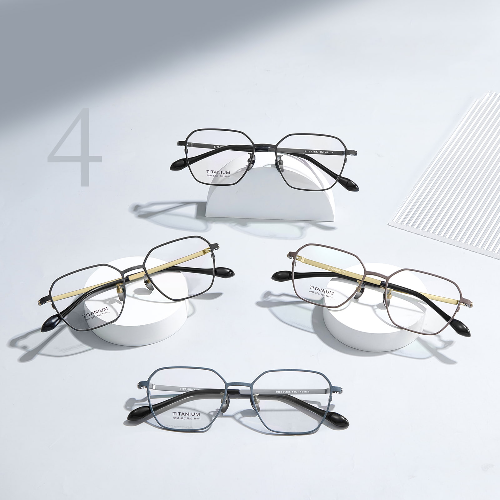 9057 Hexagonal Cut Privatum Pure Titanium Glasses
