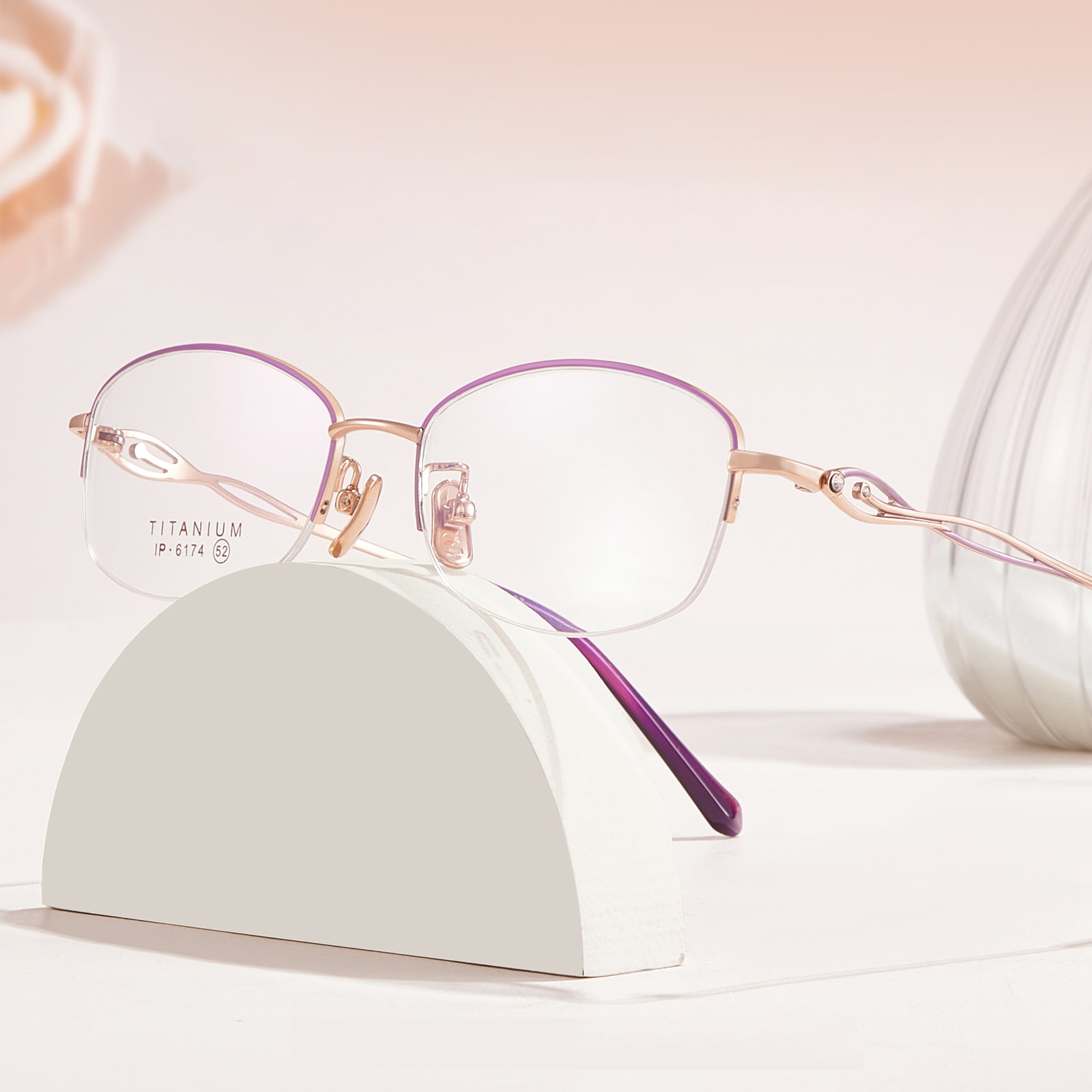 6174 Dimidium-Frame Cavum Head Diamond Pure Titanium Glasses