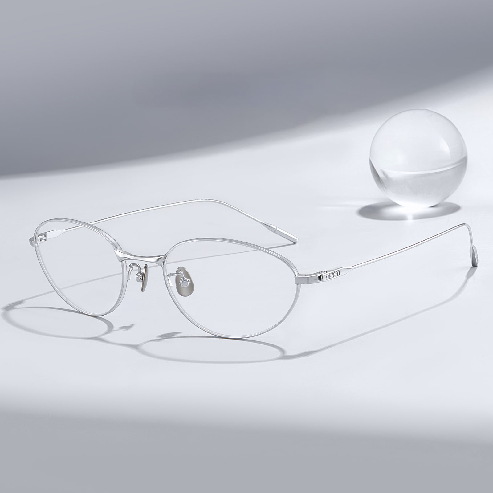 Pade Oval Cat-Eye Color Rich Pure Titanium Glasses