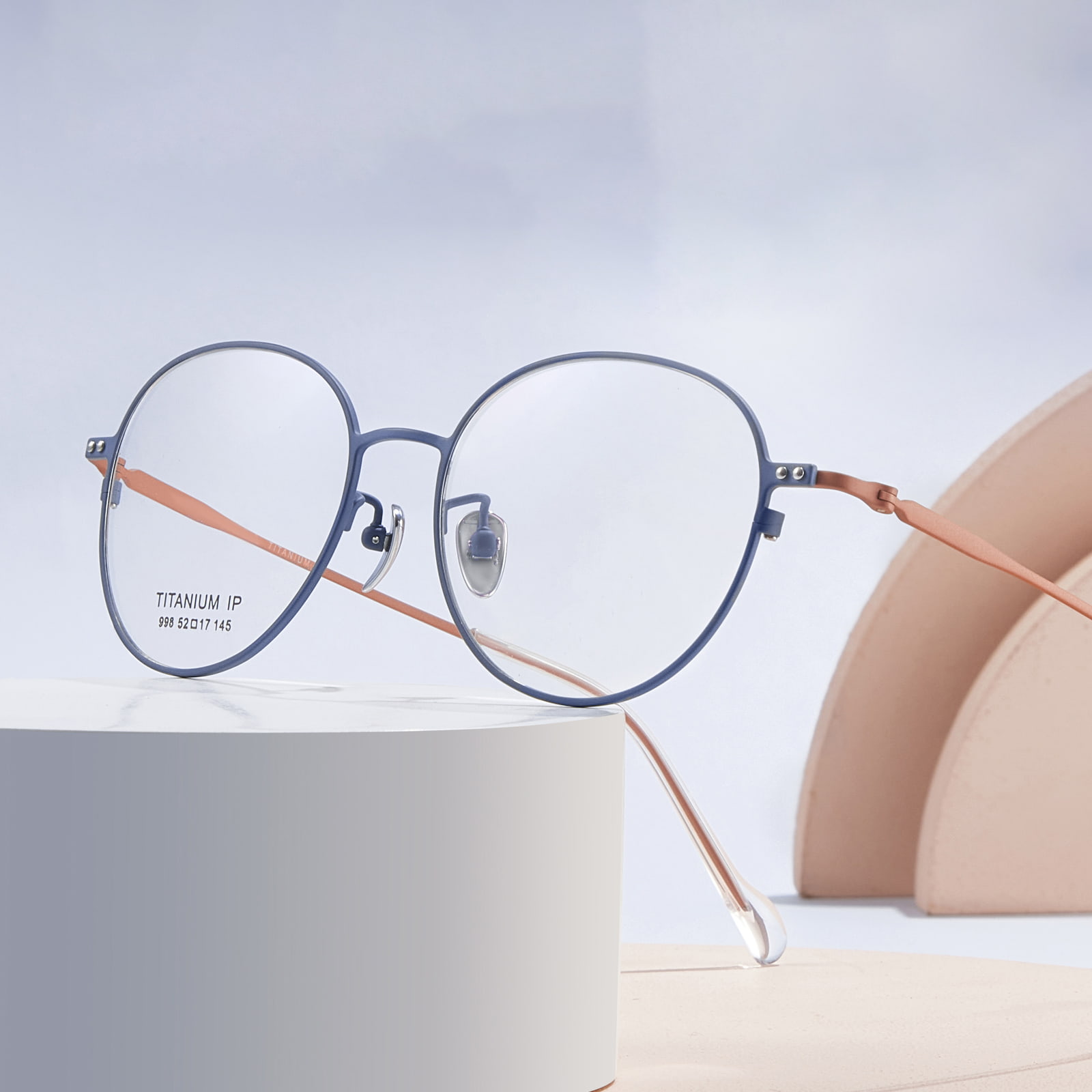 998 Ultra-Thin Frame Crystal Plate Foot Cover Pure Titanium Glasses