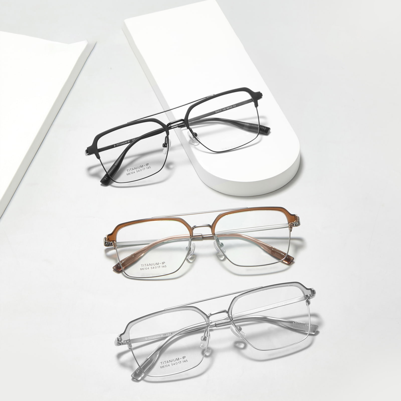 M6104 Duplex Beam Non Fading Glossy β Titanium Glasses