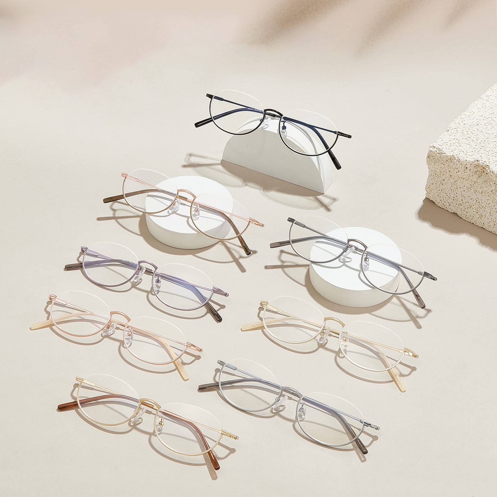 58201 Exquisite Inverted Half Frame Alloy Glasses