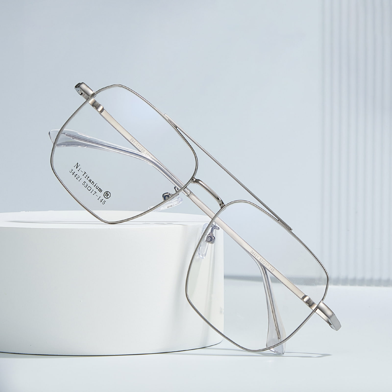 34421 Quadratus Frame Duplex Beam Frosted Alloy Glasses