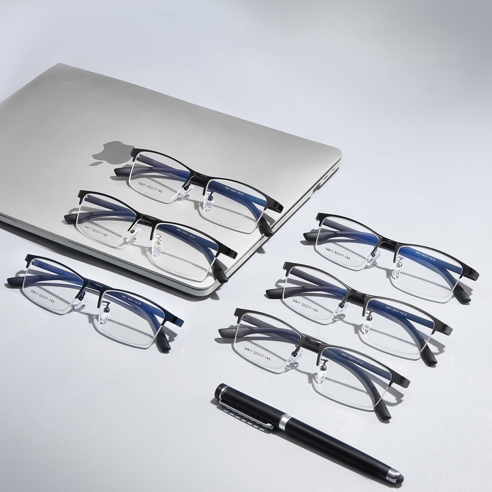 34611 Minimalist Half-Frame Hypoallergenic Alloy Vitri