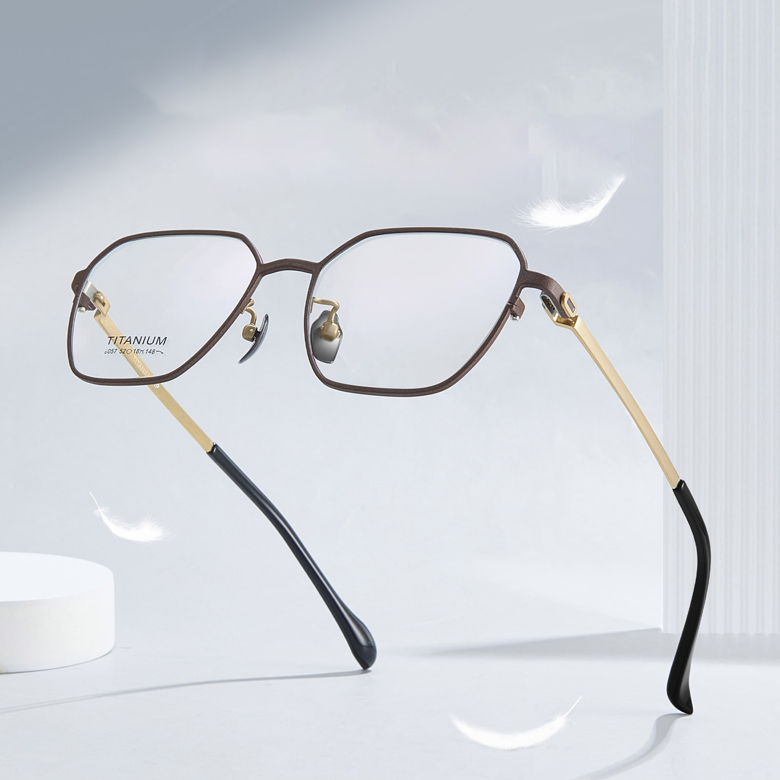 9057 Hexagonal Cut Privatum Pure Titanium Glasses