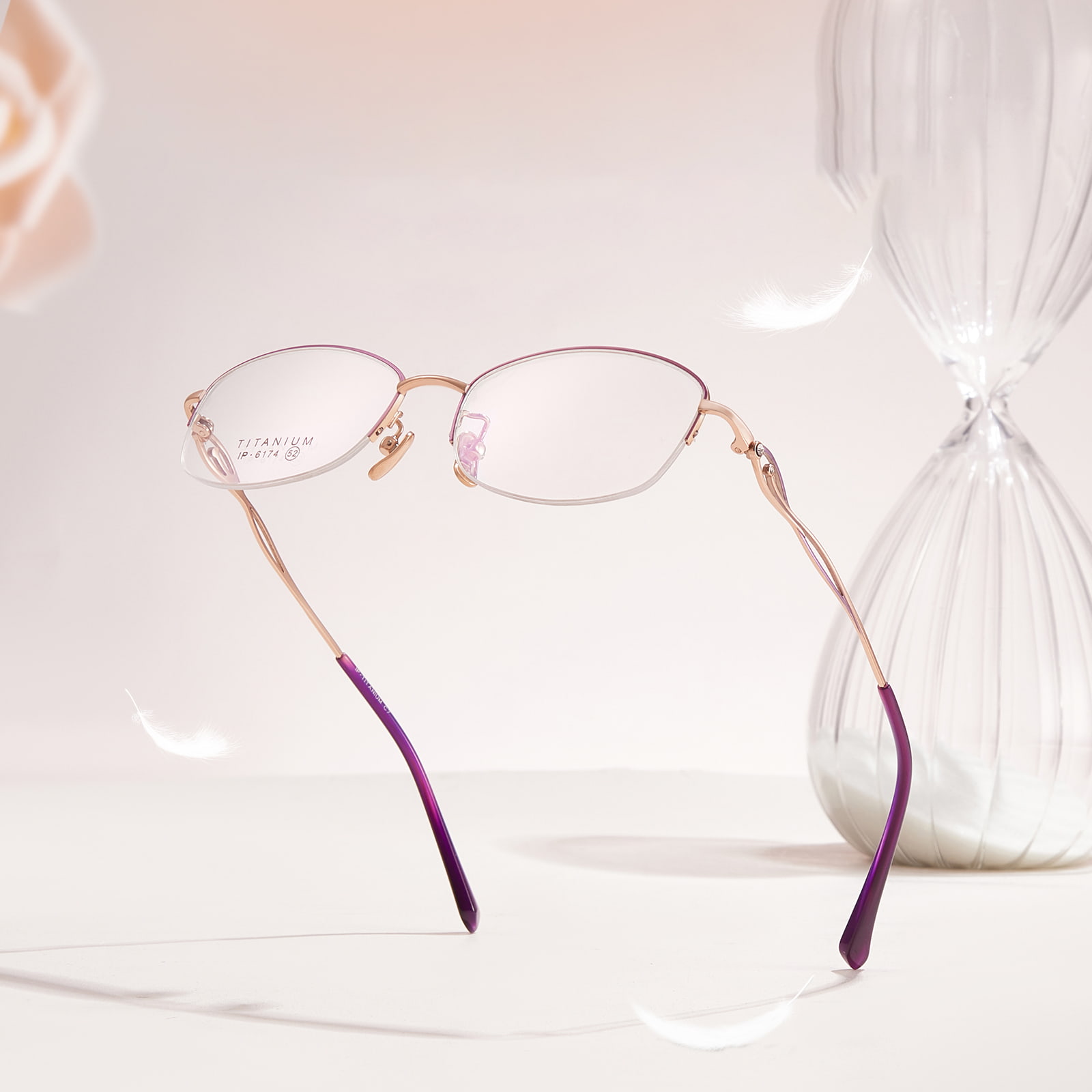 6174 Dimidium-Frame Cavum Head Diamond Pure Titanium Glasses