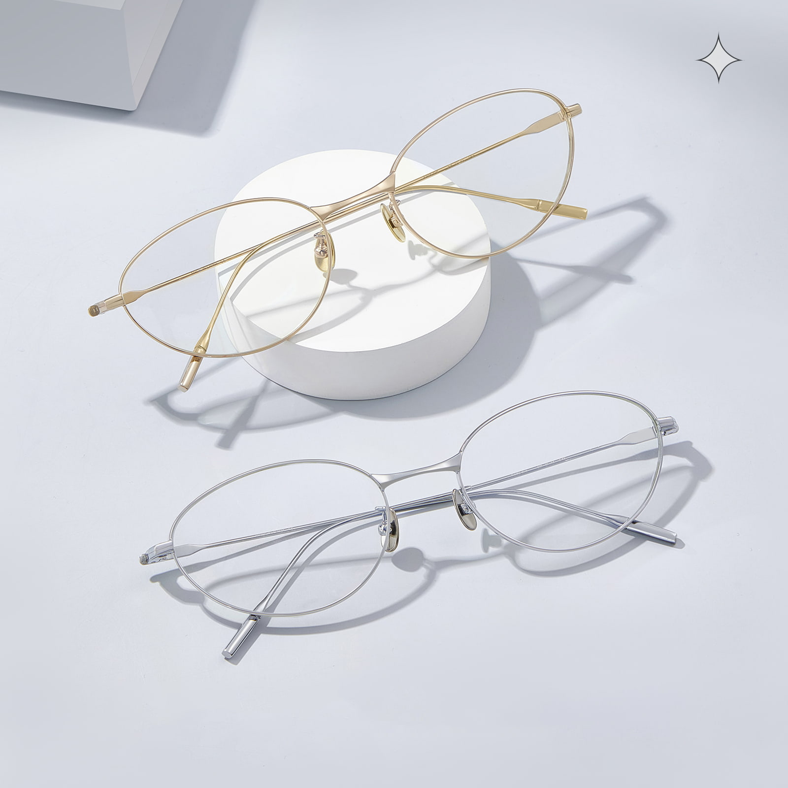 Pade Oval Cat-Eye Color Rich Pure Titanium Glasses
