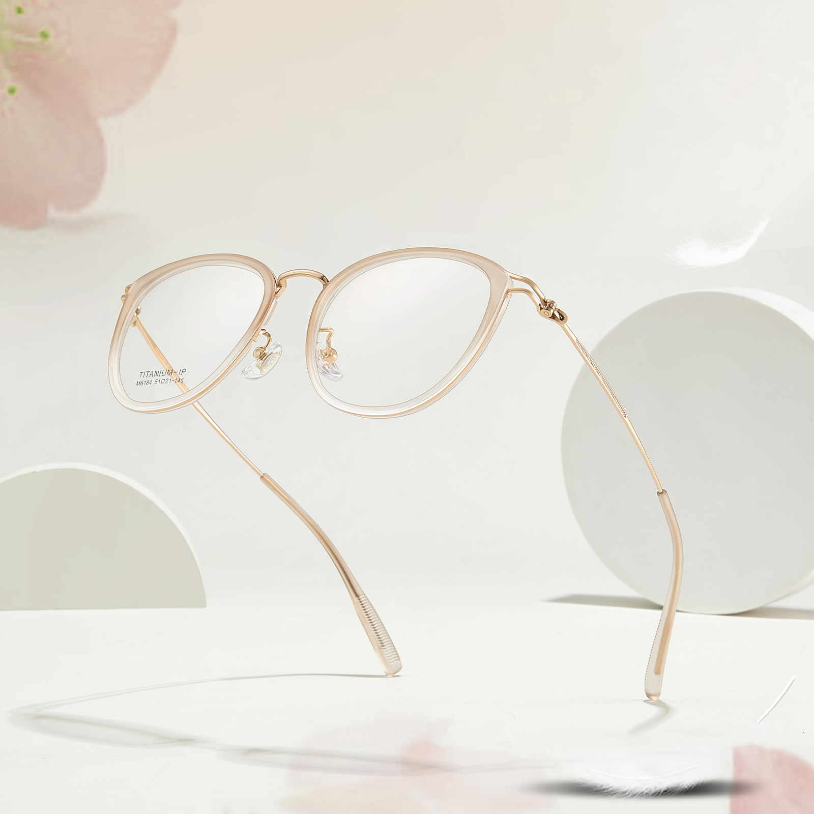 M6184 Artistic Gold Glue Hollow β Titanium Glasses