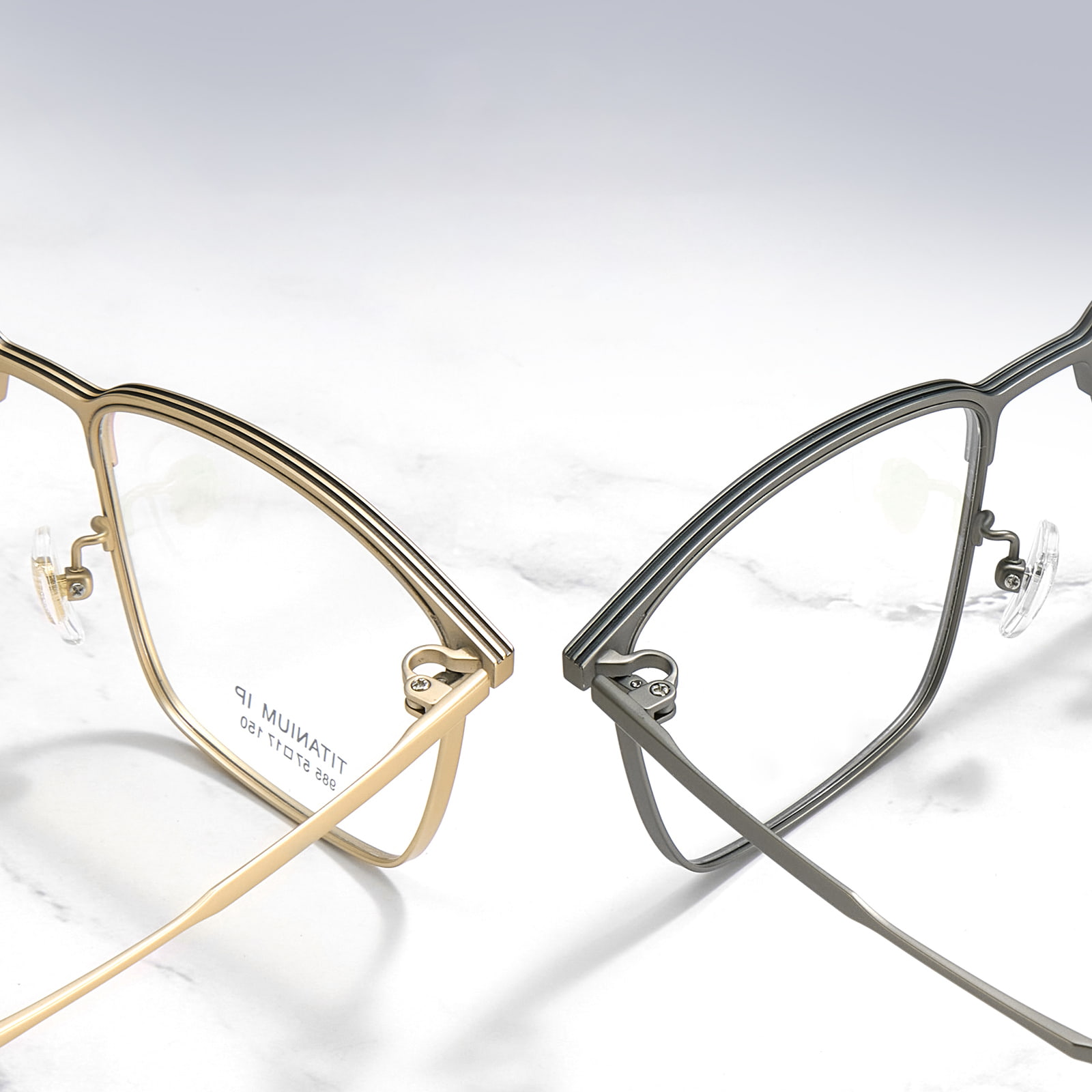 985 Densed Supercilium Line Electroplated Frame Pure Titanium Glasses