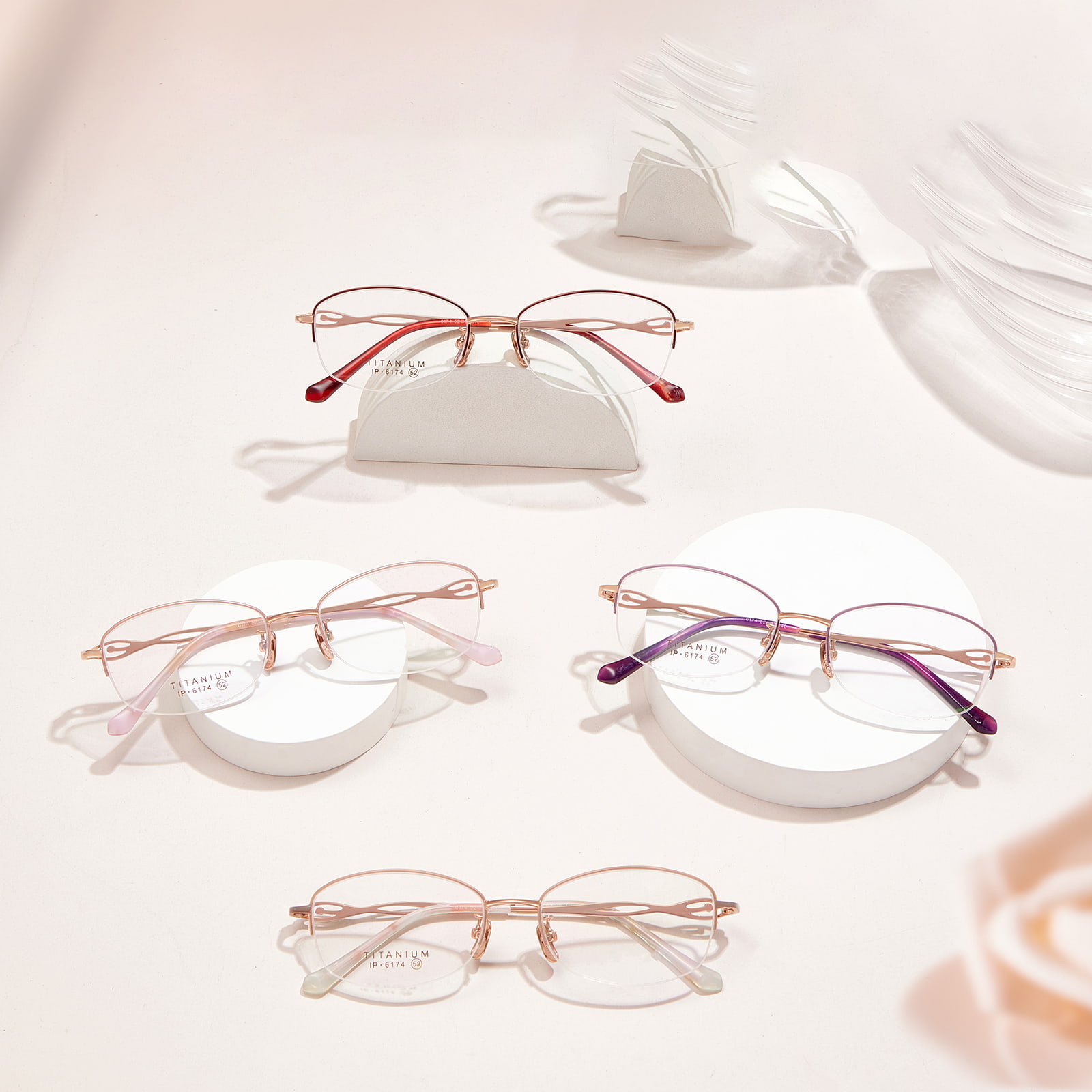 6174 Dimidium-Frame Cavum Head Diamond Pure Titanium Glasses