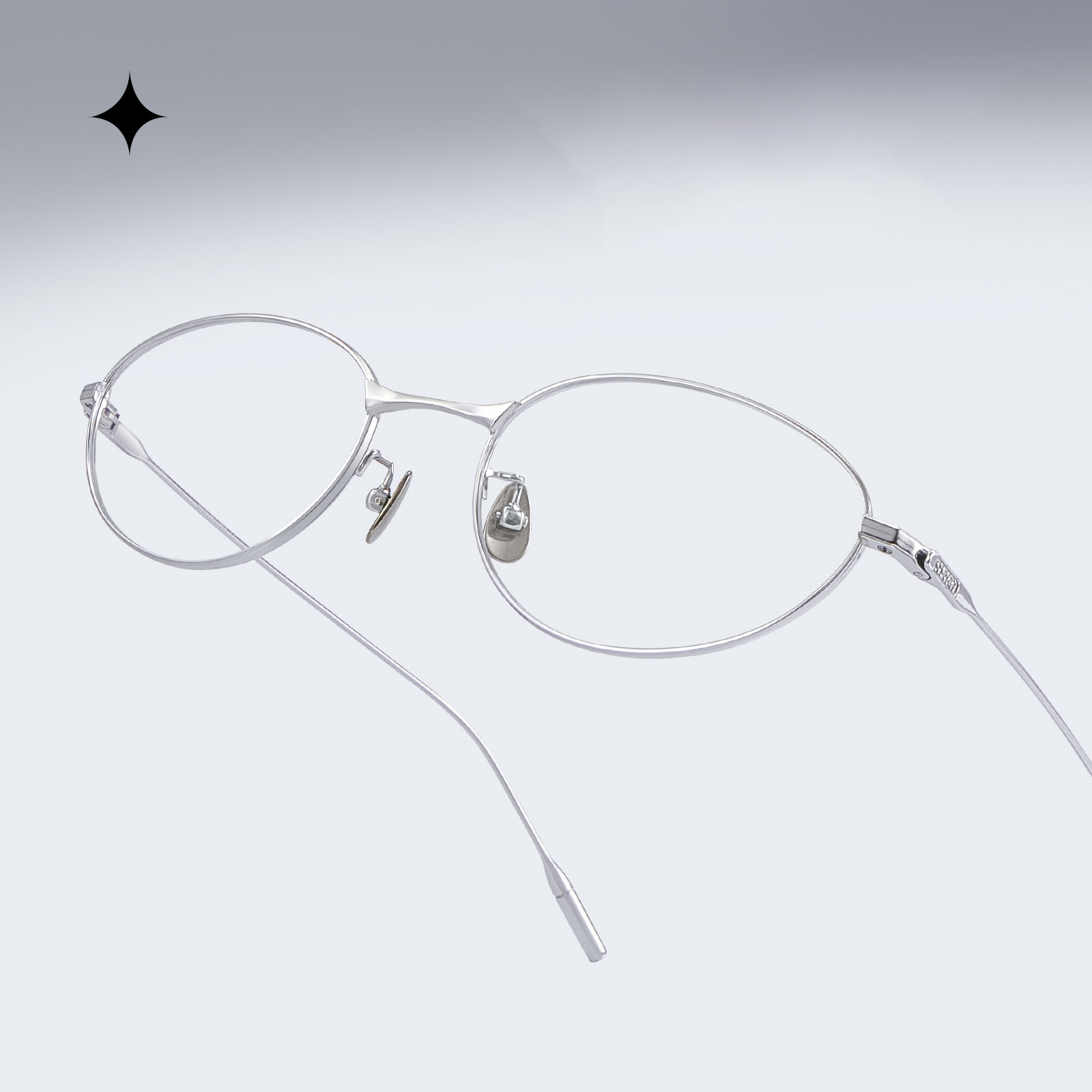 Pade Oval Cat-Eye Color Rich Pure Titanium Glasses
