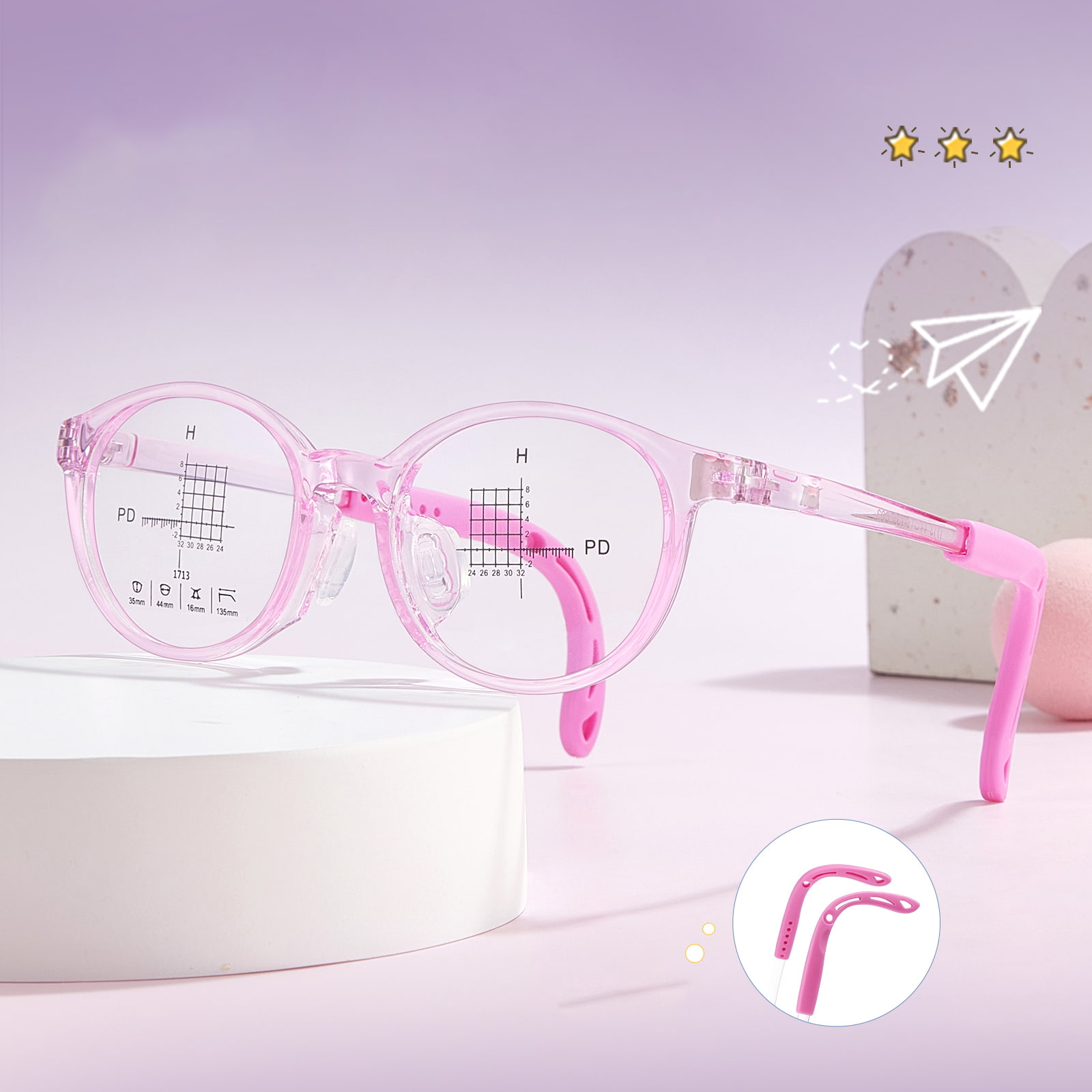 1713 Adjustable Temples amoena Mollis Silicone Nasus Pads Glasses