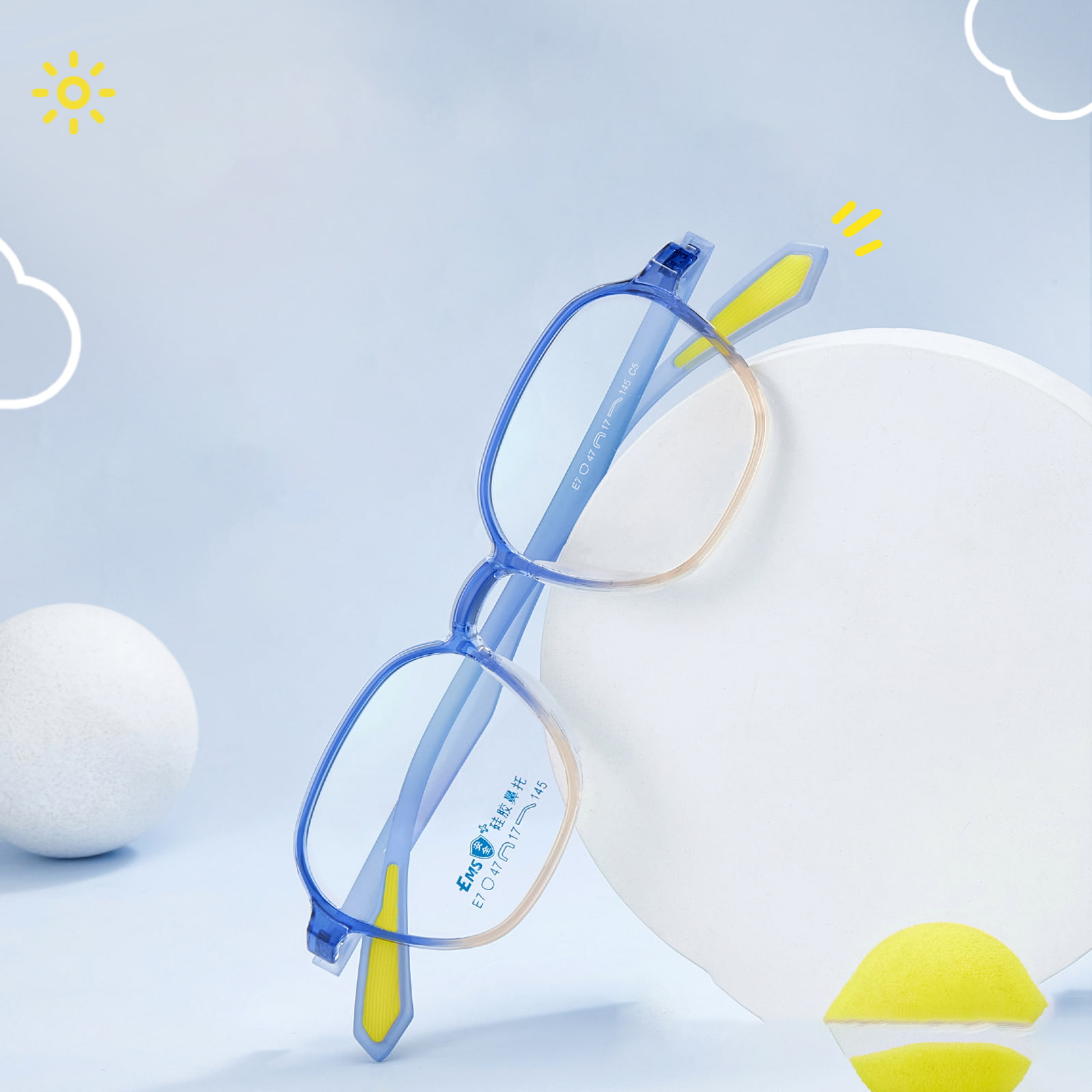 E7 Gradiente Color Wide-Rimmed Mollis Silicone Nasus Pad Glasses