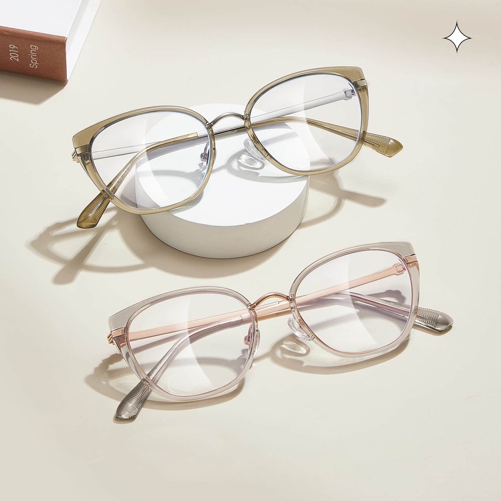 210448 Serena Cat-eye Striata Epistolae Anti-Blue Glasses