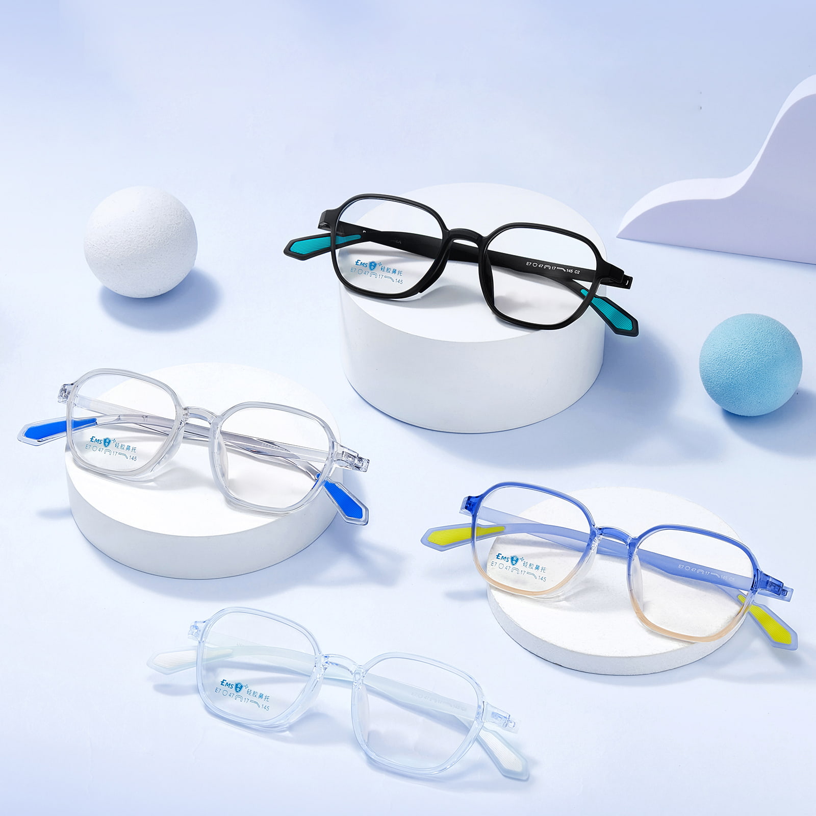 E7 Gradiente Color Wide-Rimmed Mollis Silicone Nasus Pad Glasses