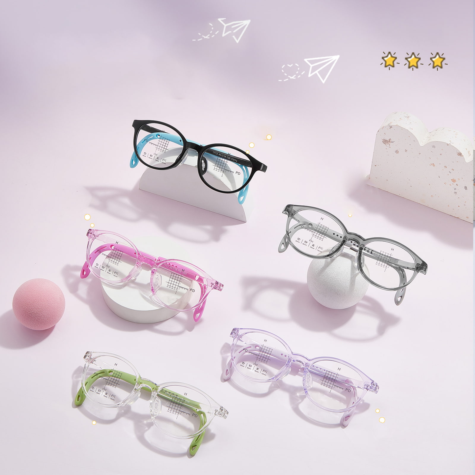 1713 Adjustable Temples amoena Mollis Silicone Nasus Pads Glasses