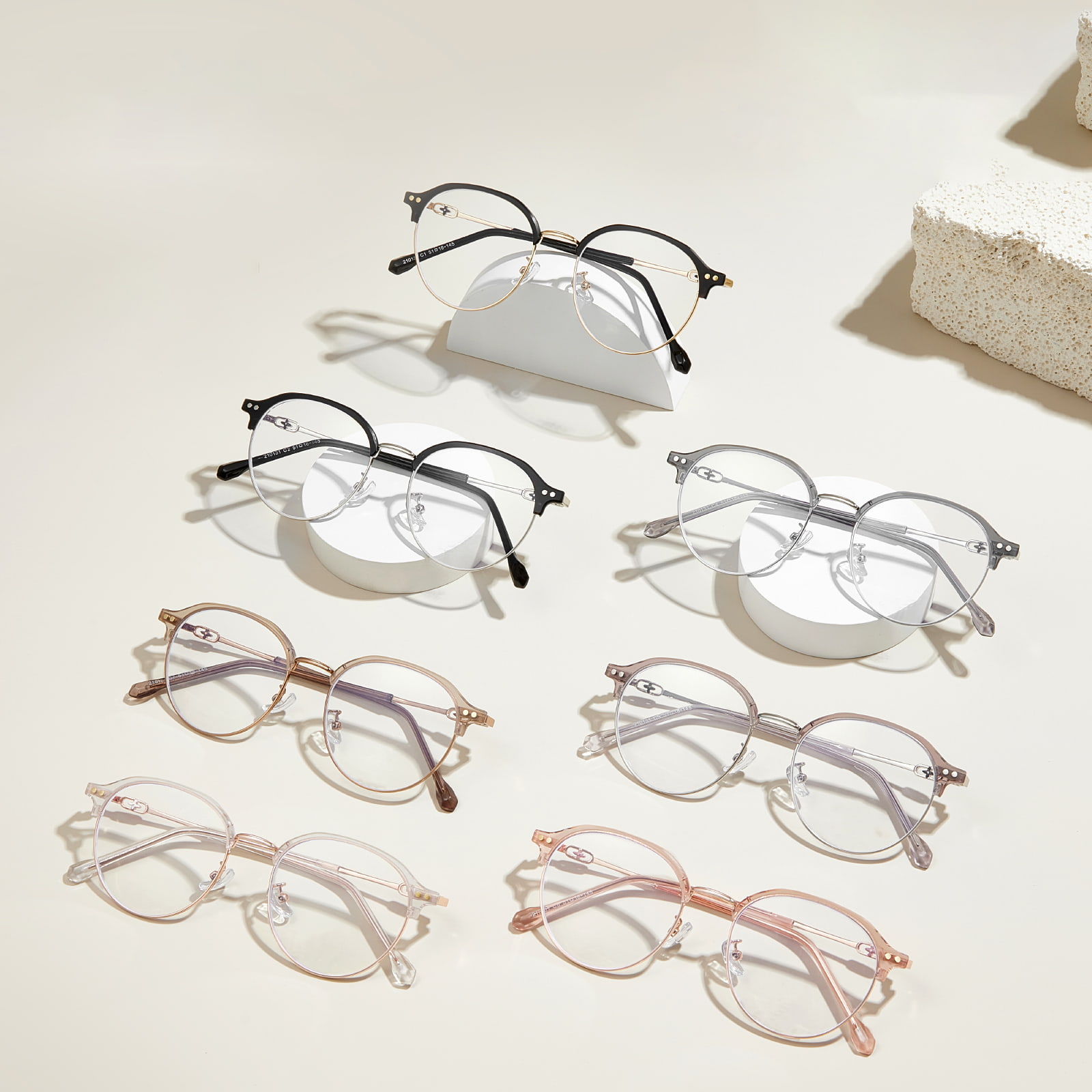210131 Round Frame Cross Mittentes Blue Light Clausus Glasses