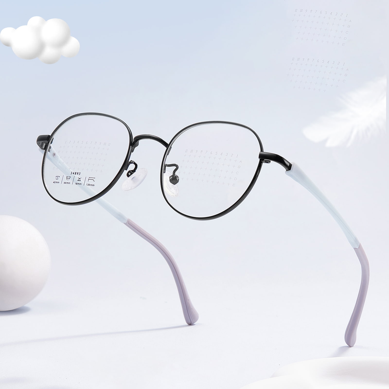 34893 circum Frame Defocus Praeventionis Lens Alloy Glasses