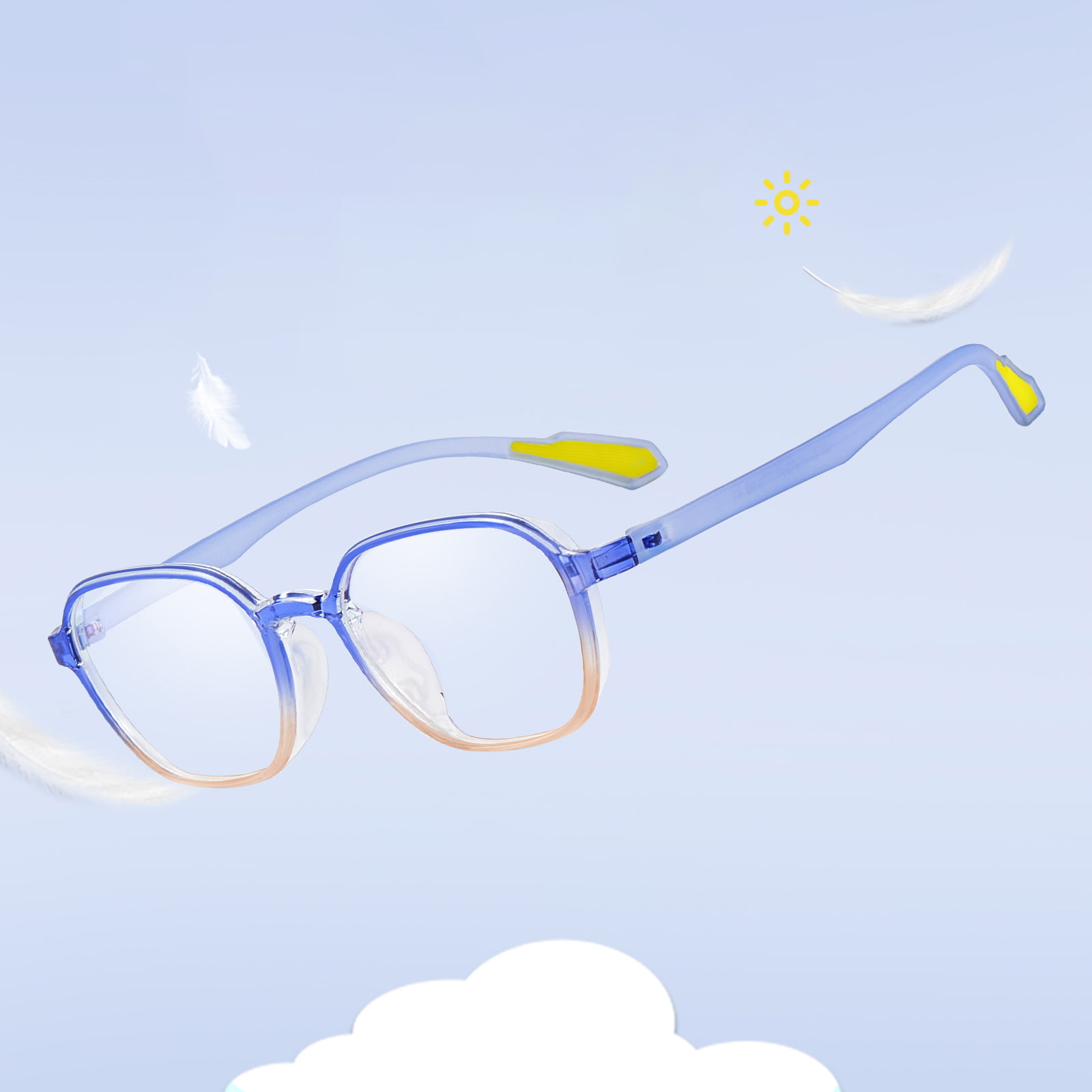 E7 Gradiente Color Wide-Rimmed Mollis Silicone Nasus Pad Glasses