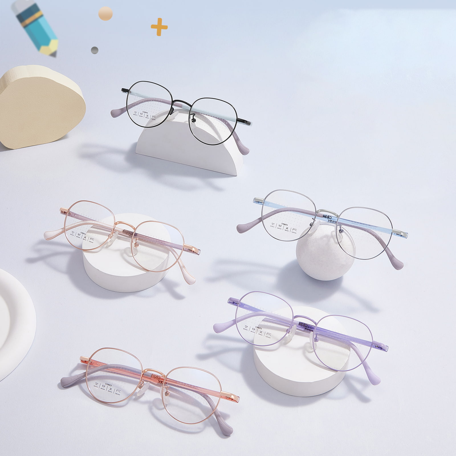 34893 circum Frame Defocus Praeventionis Lens Alloy Glasses