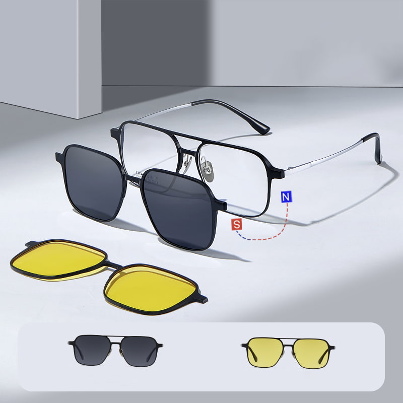 CH7038 Aluminium-Magnesium Duplex Jugum Tres In One Magnetic Myopia Polarized Sunglasses