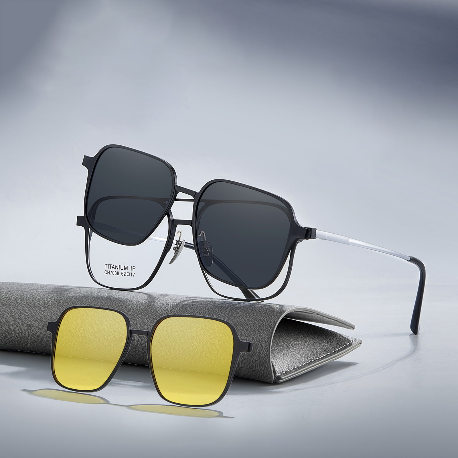 CH7038 Aluminium-Magnesium Duplex Jugum Tres In One Magnetic Myopia Polarized Sunglasses