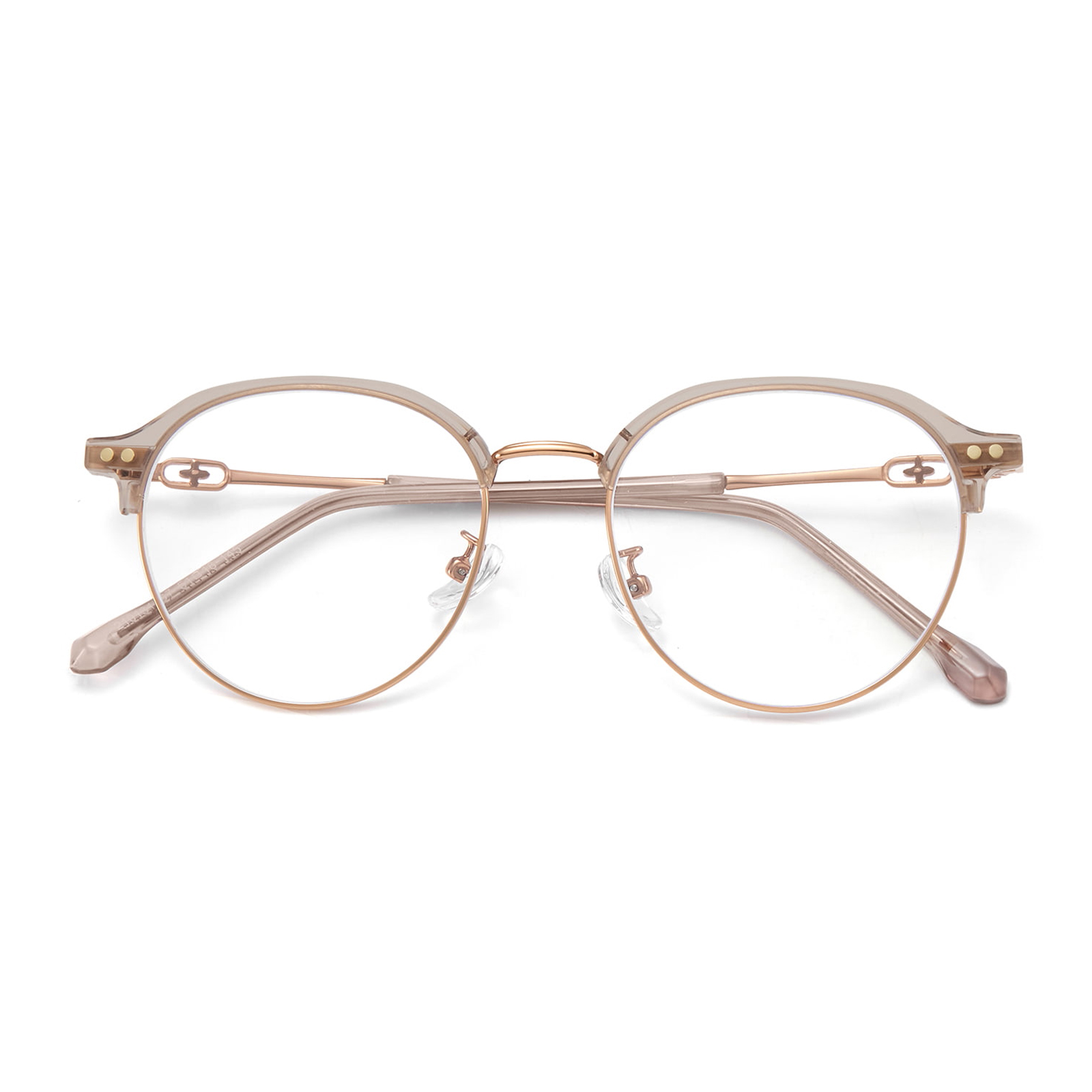 210131 Round Frame Cross Mittentes Blue Light Clausus Glasses